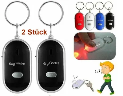 Produktbild von GKA 2 Stück Schlüsselfinder mit LED Licht Schlüssel Key Finder Schlüsselanhänger durch Pfiff für Autoschlüssel Haustürschlüssel