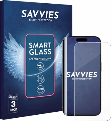 Produktbild von 3x Savvies Schutzglas Folie für Apple iPhone 15 Pro Max 9H Panzer Schutzfolie Glas Displayschutz klar transparent