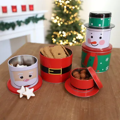 Produktbild von Weihnachtliche Gebäckdosen Figur 3er-Set Plätzchendose Keksdose Vorratsdose Deko