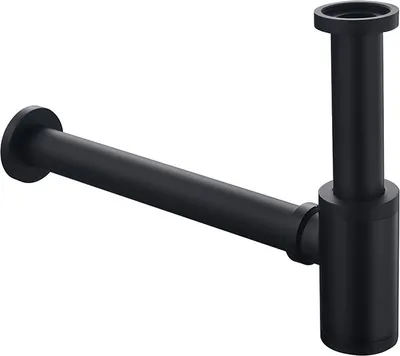 Produktbild von Universeller mattschwarzer Waschbecken Siphon, Badezimmer Abflussstopfen