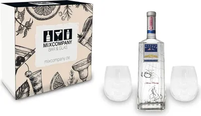 Produktbild von Martin Miller Gin Geschenkset Martin Miller Original Gin 0,7L (40% Vol) + 2x Martin Miller Glas Tumbler - [Enthält Sulfite]