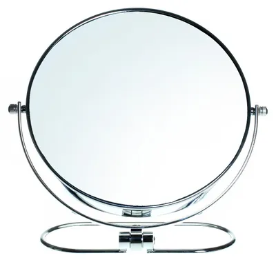 Image de Miroir de maquillage pliable à double face, 20 cm, grossissement 10x, pivotant à 360°. Miroir de maquillage de table, 2 miroirs : normal et grossissement 10x, chromé, KXD3125-10x
