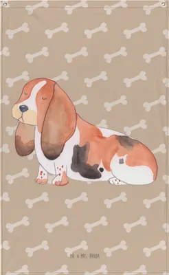 Produktbild von Mr. & Mrs. Panda Wandteppich Hund Basset Hound - Hundeglück - Geschenk, Stoff Wandbild, Sprüche, Hängedeko, Süß, Gobelin, Bildteppich