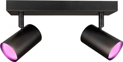Produktbild von Ledvion - LED Deckenstrahler, Schwarz 2-lights, Dimmbare, 5W, RGBWW, Kippbar, GU10 Fassung, IP20, Inkl. GU10 Lampe