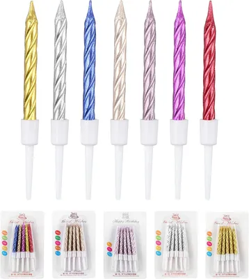 Produktbild von 100 Geburtstagskerzen, Tortenkerzen mit Halterung, Spiralform, Kerzen für Geburtstage, Feiern, Weihnachten, Festlichkeiten