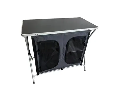 Produktbild von greemotion Campingschrank XL faltbar Schwarz Campingküche klappbar 90,5x47x80 cm inkl. Ablage
