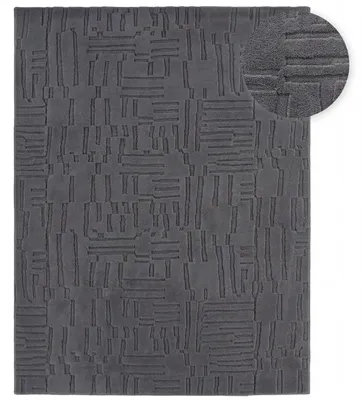 Produktbild von Teppich Wohnzimmer Hochflor Skandi Boho Geometrisch Abstrakt Uni Waschbar Anthrazit Grösse 200x280 cm
