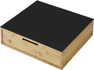 Produktbild von KESPER Schubladenbox für Kaffeekapseln –  Bambus mit Glasplatte in Schwarz – 30 x 31 x 10 cm – Kapselhalter & Pad-Aufbewahrung – Modell 58953