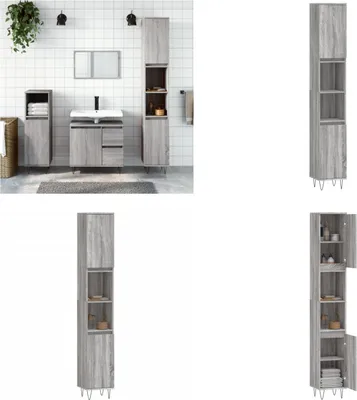 Produktbild von vidaXL Badschrank Grau Sonoma 30x30x190 cm Holzwerkstoff - Badezimmerschrank - Badezimmerschränke - Schrank - Schrank Für Das Badezimmer