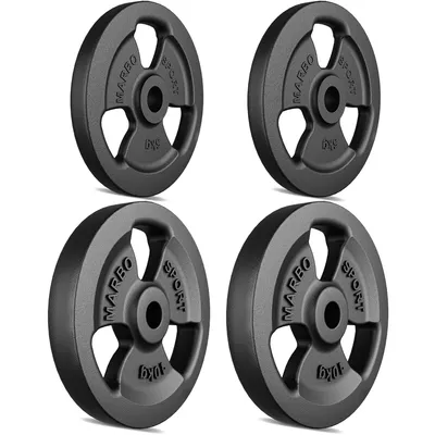 Produktbild von Marbo Sport Tri-Grip Guss Hantelscheiben-Set Gewichte mit ø30/31 mm Bohrung | Set 30 kg / 2 x 10 kg + 2 x 5 kg
