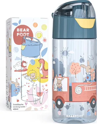 Produktbild von Trinkflasche Kinder 450ml, leichte Tritan Wasserflasche, BPA frei, auslaufsicher, Kohlensäure geeignet, spülmaschinenfest, Jungen, Mädchen - Feuerwehr