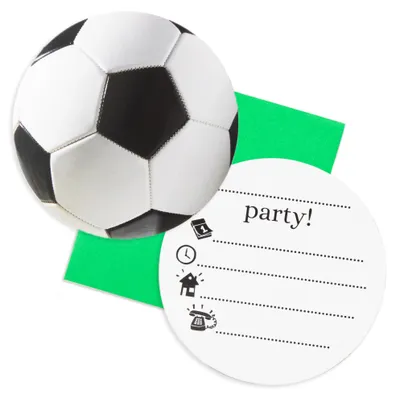 Einladungskarten Fußballparty, 6 Stück, mehrfarbig