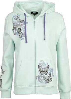 Produktbild von Full Volume by EMP Damen minzgrüne Kapuzenjacke mit Schmetterlingen XL