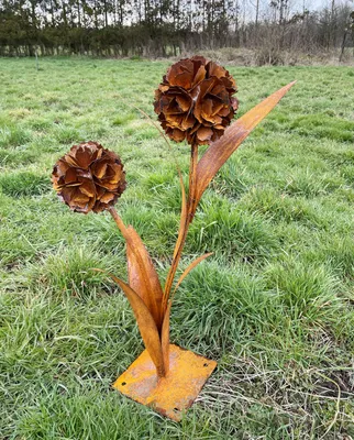Produktbild von 3D Pusteblume mit 2 Blüten 90 cm Edelrost Gartendeko Wetterfest Rost Blume Metall