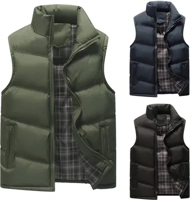 Herren Winter Weste Steppweste Stehkragen Daunenweste Bodywarmer ärmellos Slim-fit Outdoor Westen Stehkragen, Leicht, bequem, Thermo Schwarz L
