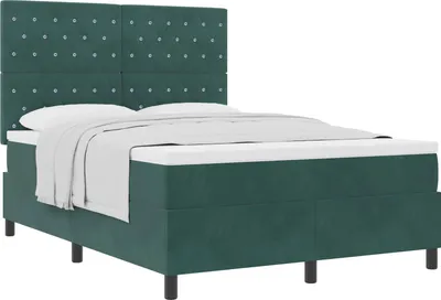 Immagine prodotto di vidaXL Letto a molle con materasso verde scuro 160 x 200 cm in tessuto
