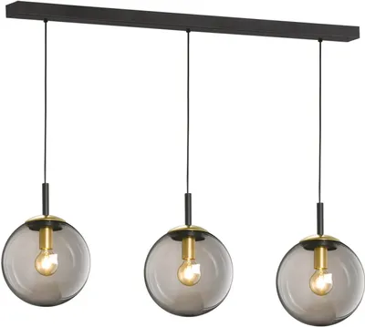 Produktbild von Fischer & Honsel Dini Pendelleuchte 3-fach E27 Glas rauchfarben transparent schwarz 60890
