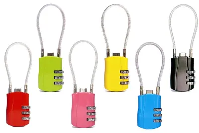 Image de 6 cadenas pour valises, serrures à combinaison numérique, cadenas à câble, serrures à combinaison à 3 chiffres, cadenas pour bagages, serrures de voyage, pour sacs, valises, armoires