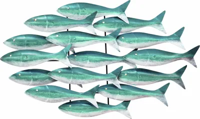 Produktbild von Wanddeko Fisch Zierfisch Schwarm Wandbild Metall Deko Tier Figur Skulptur Hänger