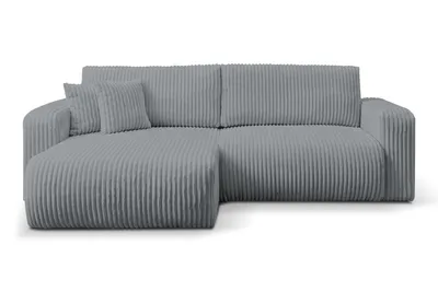 Produktbild von VENASI Ecksofa mit Schlaffunktion & Bettkasten Tilly, Grau Cordstoff