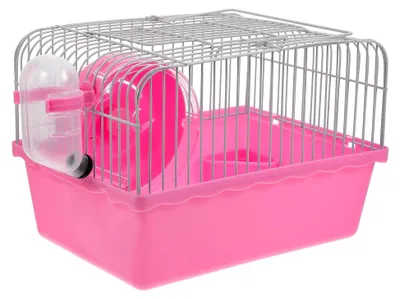 Produktbild von Tragbarer Hamsterkäfig aus robustem ABS mit Tragegriff und Wasserflaschenhalter für Kleintiere