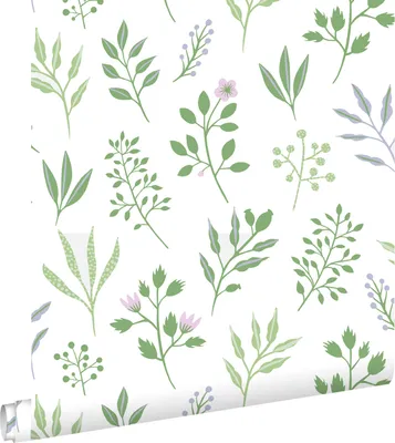 Zdjęcie produktu dla ESTAhome Tapeta kwiatowy wzór w stylu skandynawskim zielonymIliliowo fioletowym 50 x 900 cm
