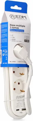Obrázek produktu pro Vícenásobná zásuvka se 3 zásuvkami s vypínačem EDM 41822 Bílá 3680 W 250 V 30 W (1,5 m)