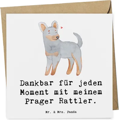 Produktbild von Mr. & Mrs. Panda Klappkarte Prager Rattler Moment - Weiß - Geschenk, faltkarte, anlasskarte, doppelkarte, Glückwunschkarte, Grußkarte, Pincher