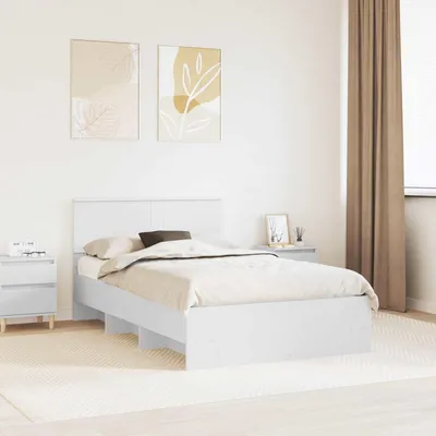 Image de Maison Exclusive - Cadre de lit avec tête de lit Blanc 120 x 123 cm Matériau dérivé du bois