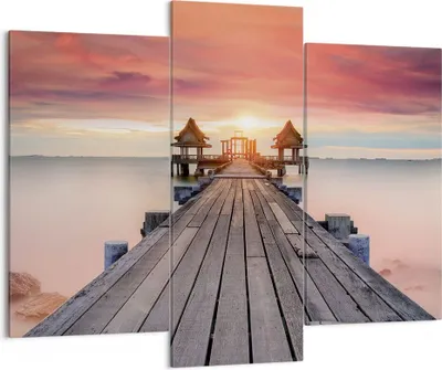 Produktbild von Bild auf Leinwand - Leinwandbild - 3 Teile - Brücke Holz Spaziergang - 130x100cm - Wand Bild - Wanddeko - Wandbilder - Leinwanddruck - Bilder - Wanddekoration - Leinwand bilder - CB130x100-4916