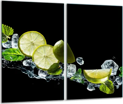 Produktbild von Herdabdeckplatten 2 teilig 30x52 Glaskeramikfeld Abdeckung Glas Zitrone