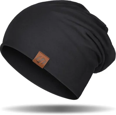 Image de Bonnet uni pour femmes et hommes - Bonnet en coton, style décontracté - Bonnet long, fin et léger, adapté à toutes les saisons