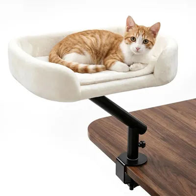 Katzenbett für Schreibtisch, 360° drehbar, Plüsch, bis 22,5 kg
