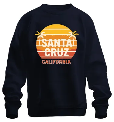 Immagine prodotto di Santa Cruz California Sunset Palm Trees Surf Retro Beach Unisex Felpa Pullover, Navy, S
