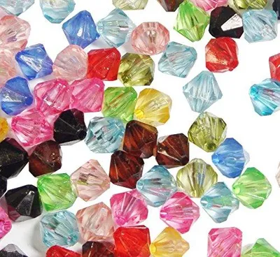 1000 Acrylperlen, 4 mm, Doppelkegel, Mix für DIY-Schmuck