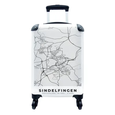 Produktbild von MuchoWow® Koffer Handgepäck Trolley Rollkoffer Kleine Reisekoffer mit 4 Rollen - Karte - Deutschland - Sindelfingen - Stadtplan - Cabin Size < 55x40x23 cm & 55x40x20 cm - Fotokoffer - Kabinenkoffer - Boardgepäck - Reise-Box - Reisekoffer - Reisegepäck - Koffer mit Bild - Trolley für Kinder