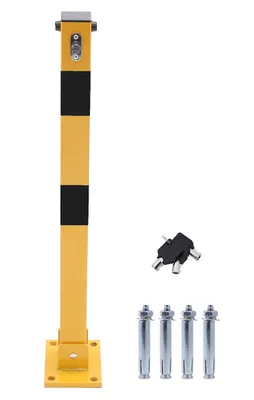 Parksperrpfosten klappbar, Gelb/Schwarz, 70 cm, Stahl, mit Schloss
