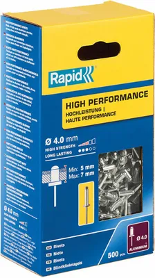 Produktbild von Rapid 5001433, Blindniete, Aluminium, Stahl, Edelstahl, For RP10 , RP40 Multi, RP60 Multi, RP100 Multi, RP150 Multi, 1 cm, 4 mm
