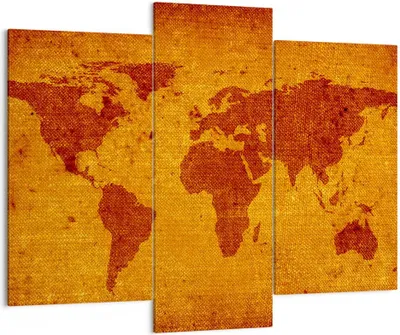 Produktbild von Bild auf Leinwand - Leinwandbild - Alte Karte Kontinente Reisen Welt - 130x100cm - Wand Bild - Wanddeko - Leinwanddruck - Bilder - Kunstdruck - Leinwand bilder - Wandkunst - CB130x100-0396
