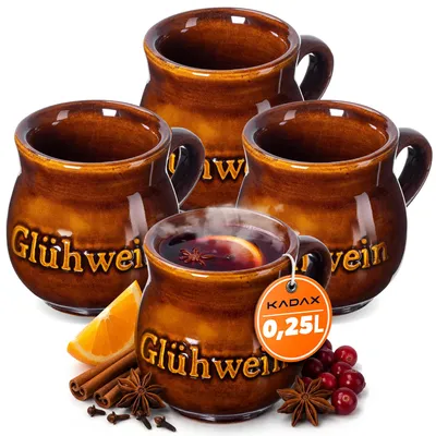 Productafbeelding van KADAX Drinkbekers voor glühwein, geschikt voor de vaatwasser, bekers, 250 ml, set van 4