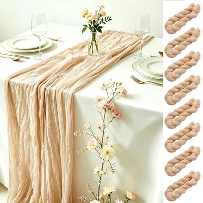Produktbild von Set mit 8 beigen Tischläufern – 90 x 300 cm