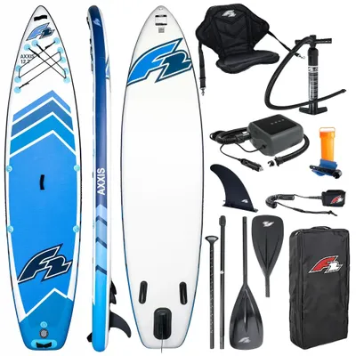 Produktbild von Aufblasbares SUP-Board F2 Axxis 12'2" Light Blue Combo – Paddel 2-in-1 & Sitz + E-pumpe PBg 6 12V