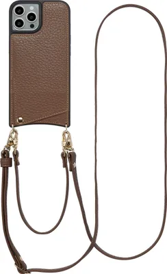 Zdjęcie produktu dla Etui na telefon Selencia Nova z kablem i uchwytem na kartę do Apple iPhone 15 Pro - Mocha Brown