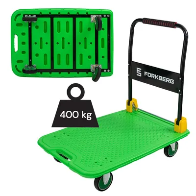 Zdjęcie produktu dla Wózek transportowy platformowy składany Forkberg magazynowy towarowy 400kg 90x61x86cm M zielony