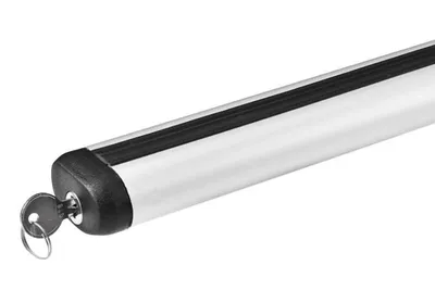 Produktbild von Aluminium Dachträger AMOS Aero 140cm für offene Reling – Grundträger Set, abschließbar, T-Nut Profil, Silber, 75kg Traglast,