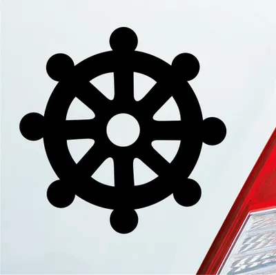 Produktbild von Auto Aufkleber Dharmachakra Buddha Rad Zeichen 10x10 cm Schwarz Glanz Sticker Heckscheibenaufkleber