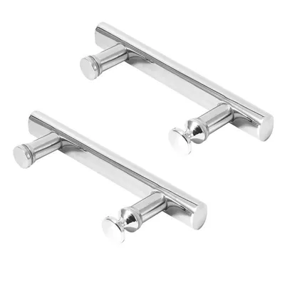 Produktbild von 2 Stück Duschtürgriff - 145 mm Lochabstand - Edelstahl - Rutschfest - für Glasduschtüren - Stangengriff - Flache Form - Silber - Senioren Stützgriff