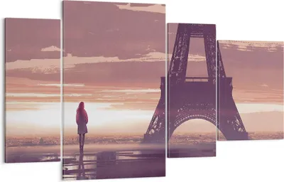 Produktbild von Bild auf Leinwand - Leinwandbild - Paris Stadt Nacht - 120x70cm - Wand Bild - Wanddeko - Wandbilder - Leinwanddruck - Bilder - Kunstdruck - Wanddekoration - Leinwand bilder - Wandkunst - DL120x70-4104