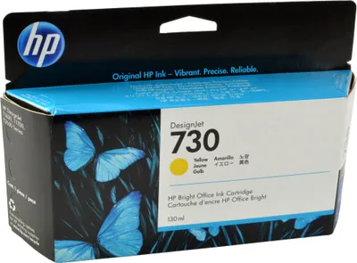 Produktbild von HP 730 DesignJet Druckerpatrone Gelb 130 ml, HP DesignJet T1700 Druckerserie, Thermal Inkjet, Gelb, Business, Singapur, 202 mm