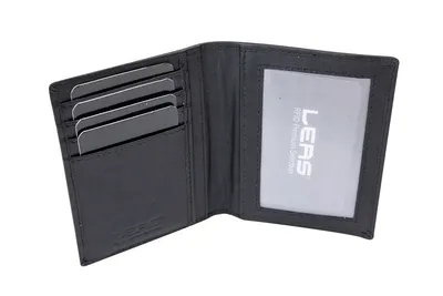 Produktbild von Ausweishülle Scheckkartenmappe Ausweismappe dünn mit RFID Schutz, Fahrzeugscheinmappe KFZ Mappe flach mit RFID Folie LEAS in Echt-Leder, schwarz